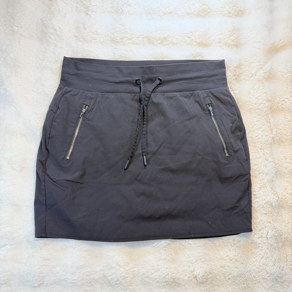Athleta Women's Trekkie Skirt Skort Zip Pockets Golf Tennis Black Ripstop Size 6